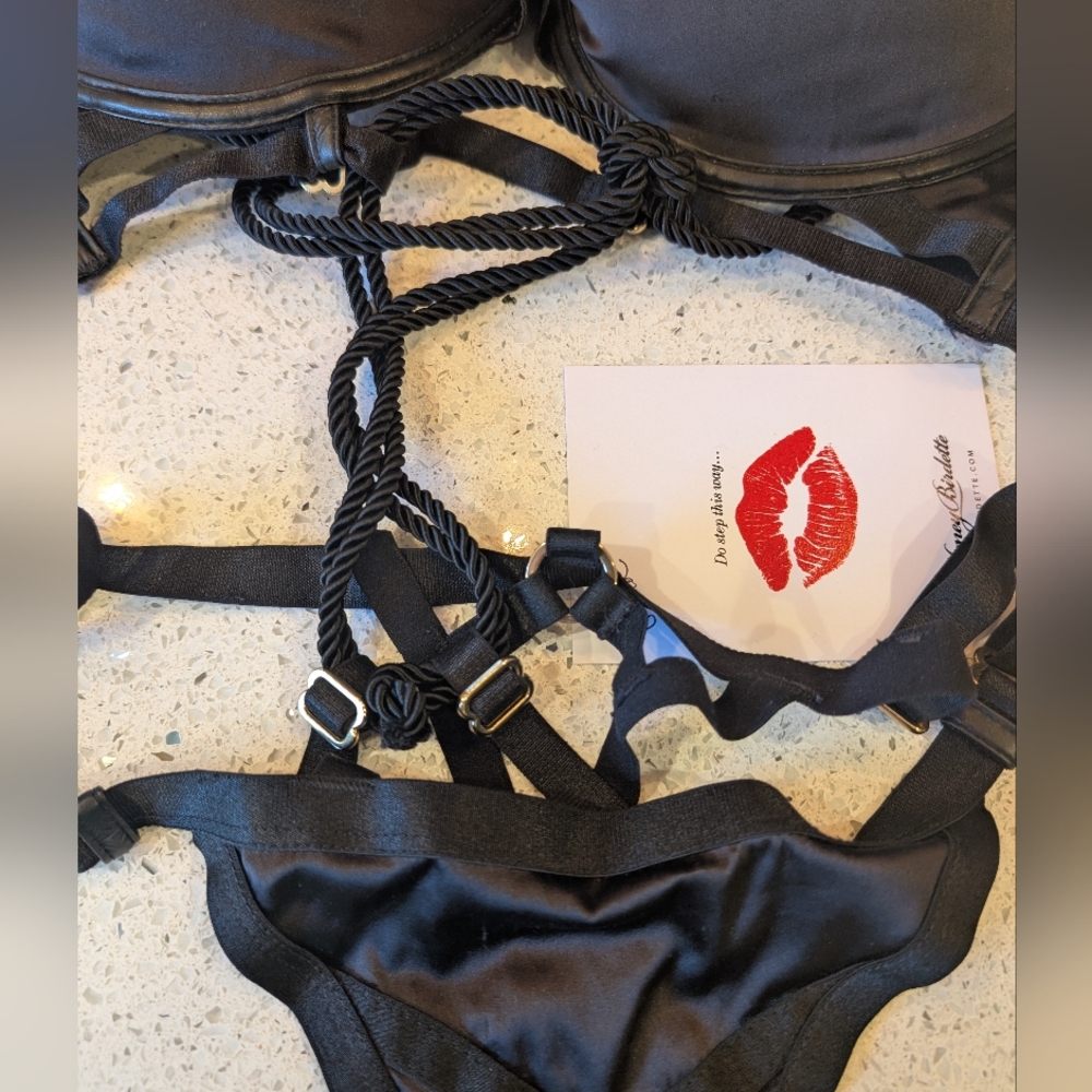 Rare Honey Birdette Shibari black playsuit L - Picture 4 of 10